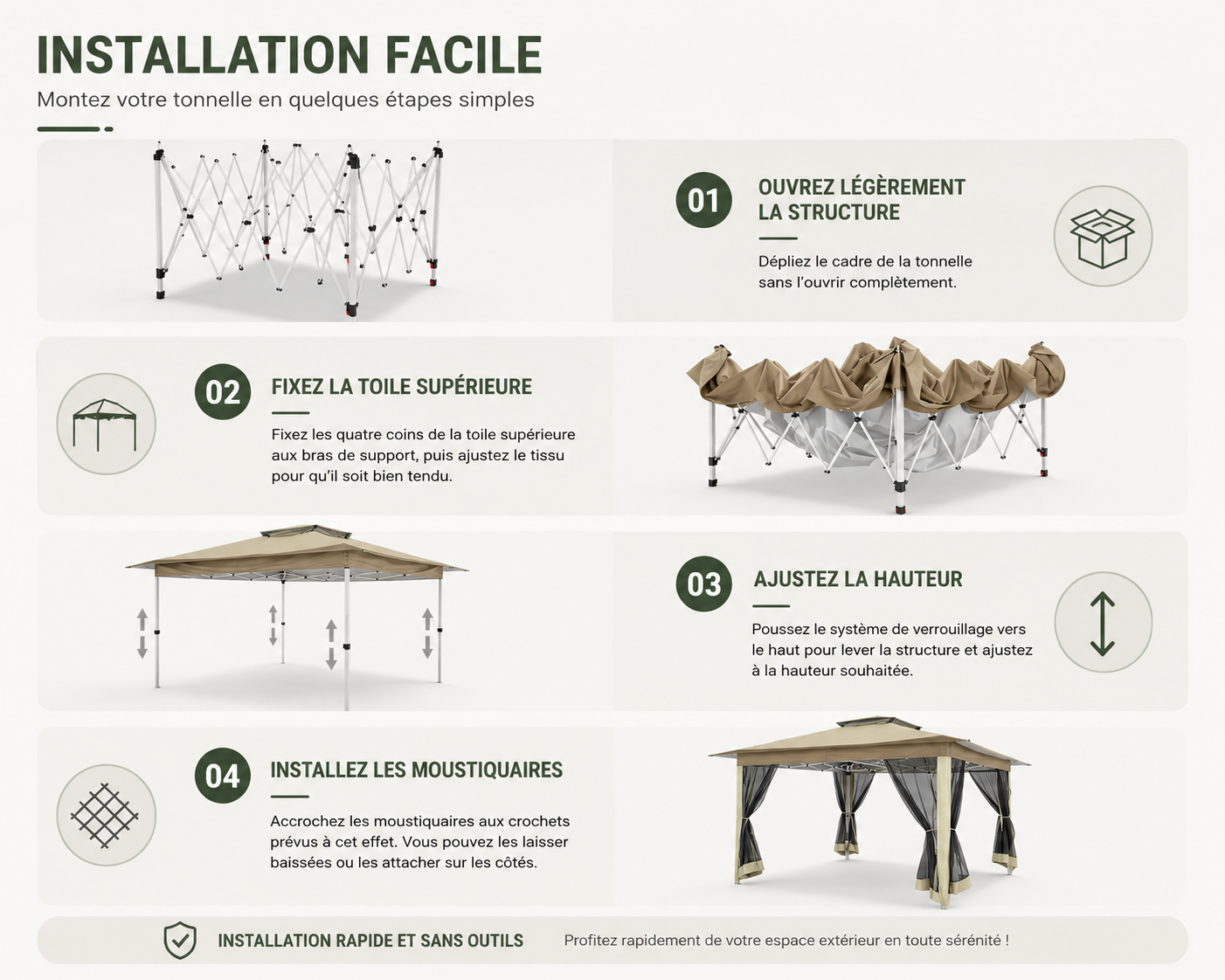 Pavillon Pliant Moustiquaire