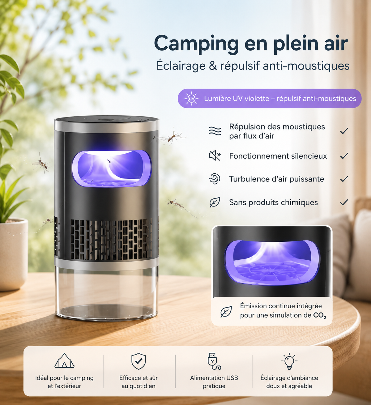 Piège Anti-Moustique Rechargeable