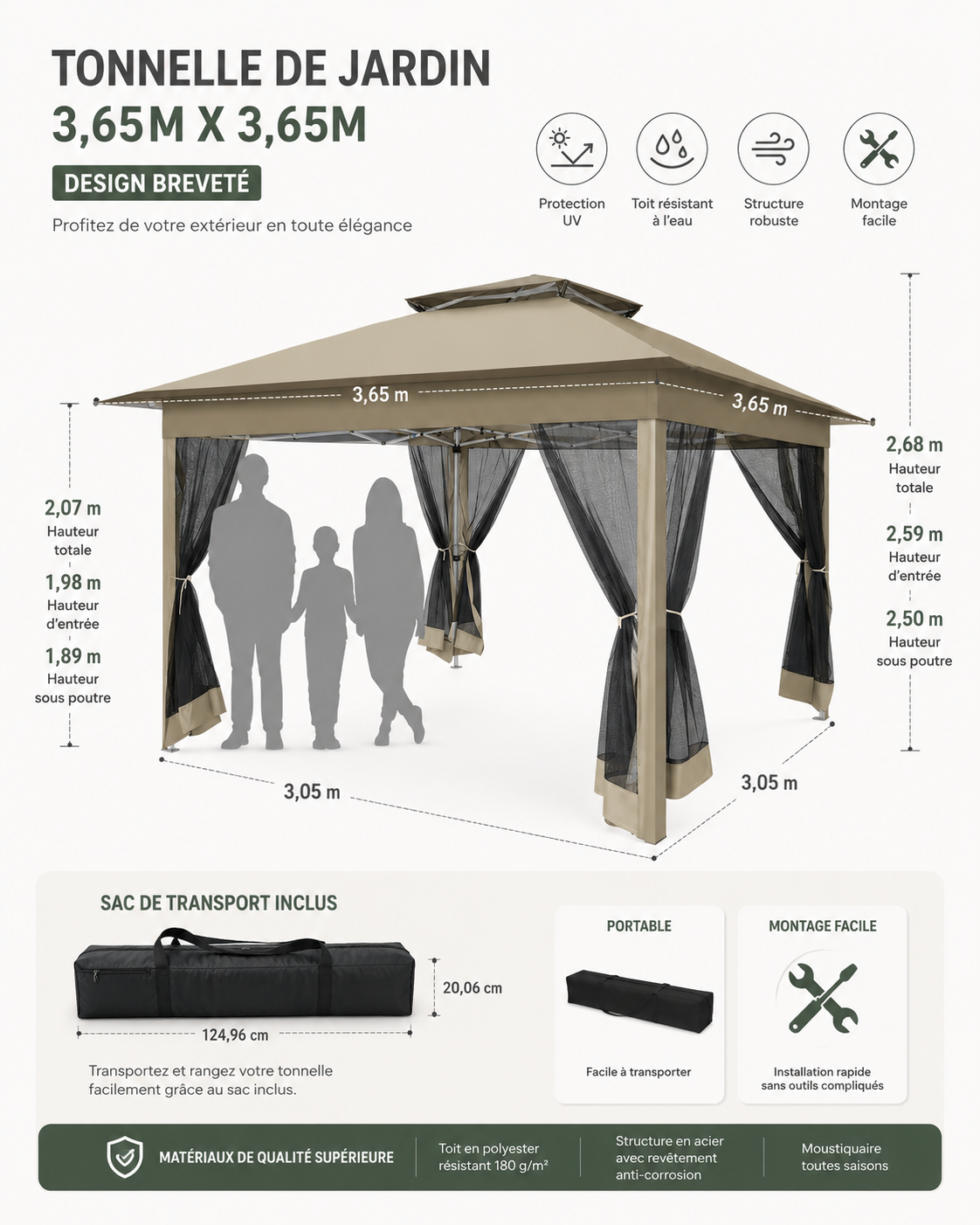 Pavillon Pliant Moustiquaire