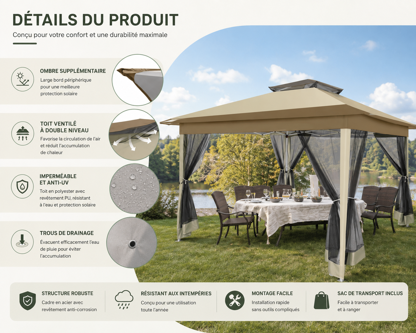 Pavillon Pliant Moustiquaire