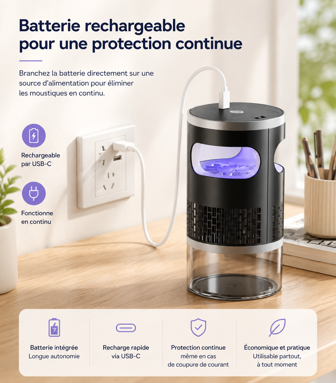 Piège Anti-Moustique Rechargeable